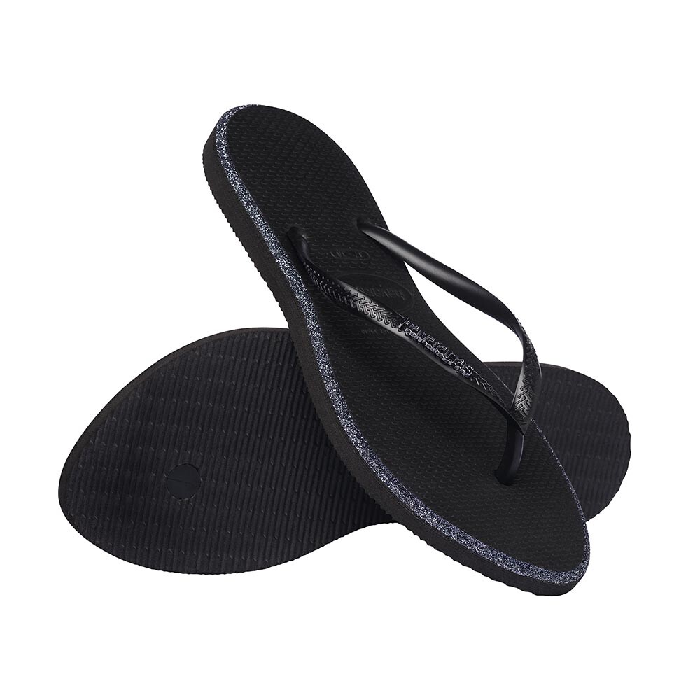 Sandalias Havaianas Slim Point Glitter Mujer Negro/Negro