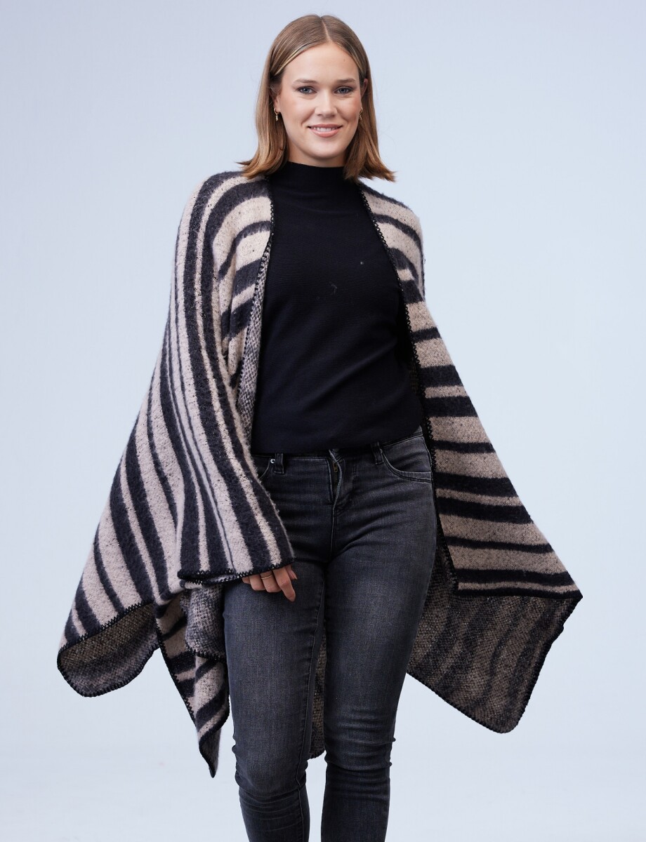 Kimono Lineas - Negro/beige 