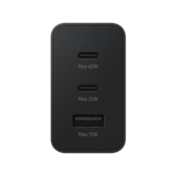 Cargador Samsung Trio 65 W Carga Súper Rápida 2 USB-C + USB-A Cargador Samsung Trio 65 W Carga Súper Rápida 2 USB-C + USB-A