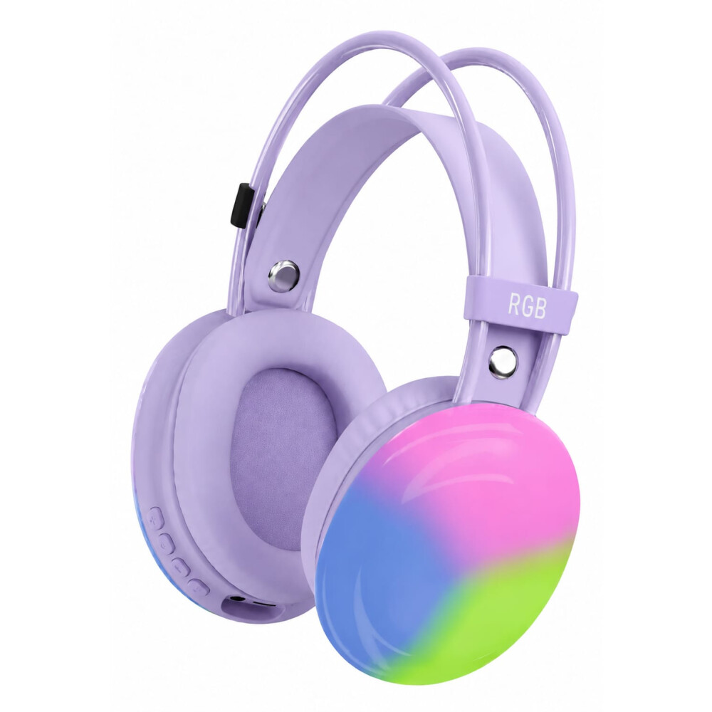 Auricular Inalambrico Gamer Luz Rgb LILA