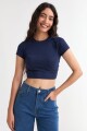 Remera m/c acanalada cuello a la base AZUL MARINO