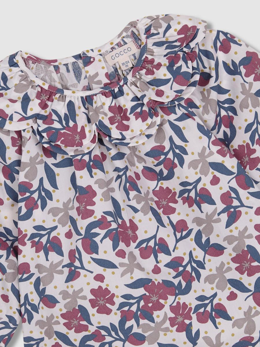 Blusa Flores Grandes Blanco Roto