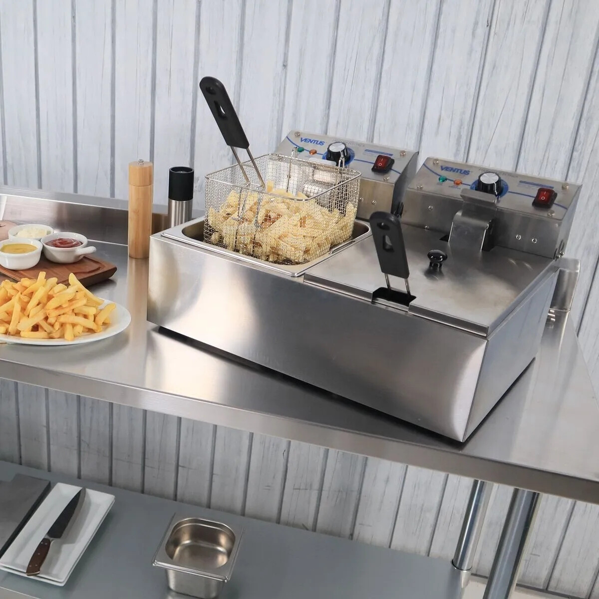 Fritador Eléctrico Doble de Mesa 12 Litros 