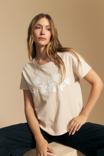 REMERA FLORALIA Tostado