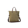 Cartera en Tela Canvas con Simil Cuero Militar con Cafe