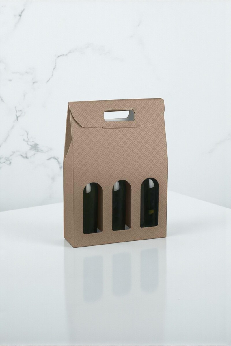 Caja c/ventana 3 botellas 27x9x38,5 - 37277 - MATELASSE CUOIO 