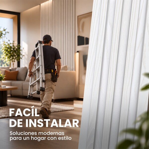 Pack x100 Wpc Simil Madera Wall Panel Lambrin 2.90m x 16.7cm Blanco 1