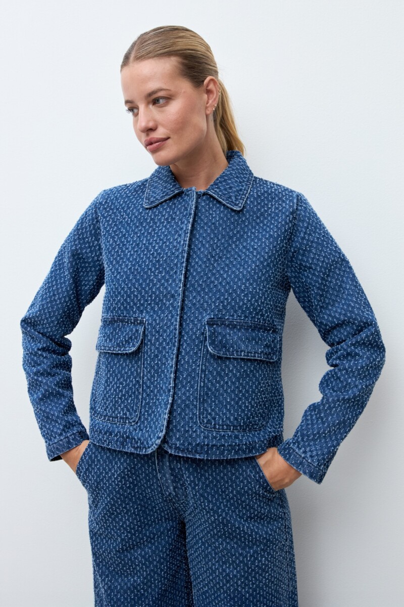 Chaqueta de jean texturada jean medio