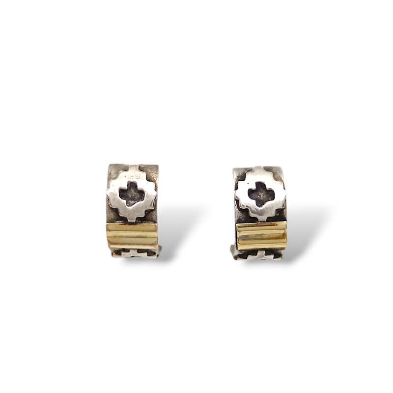 Caravanas Medio aro guarda Pampa-Plata y oro-Sin piedra-CA5071 sinpiedra
