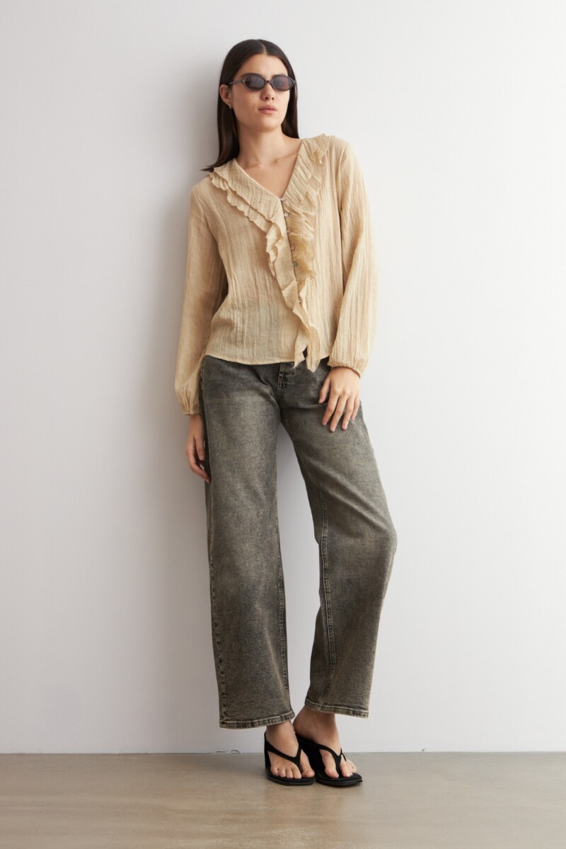 Blusa con volados - beige 