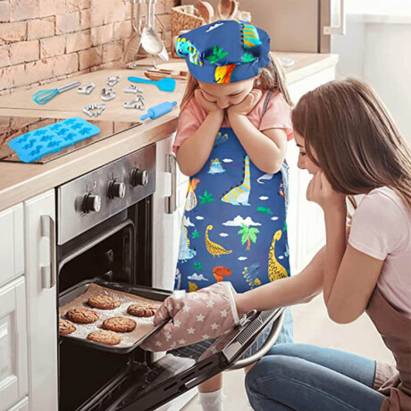 Set N°5 Cocina Niños Delantal + Gorro + 40 Piezas Azul