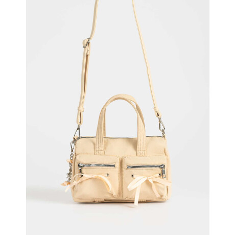 Cartera City Con Moños Blanco Crudo