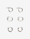 Aros Argollas Set Cubic zirconia Set De Argollas Bañado En Plata - Plateado