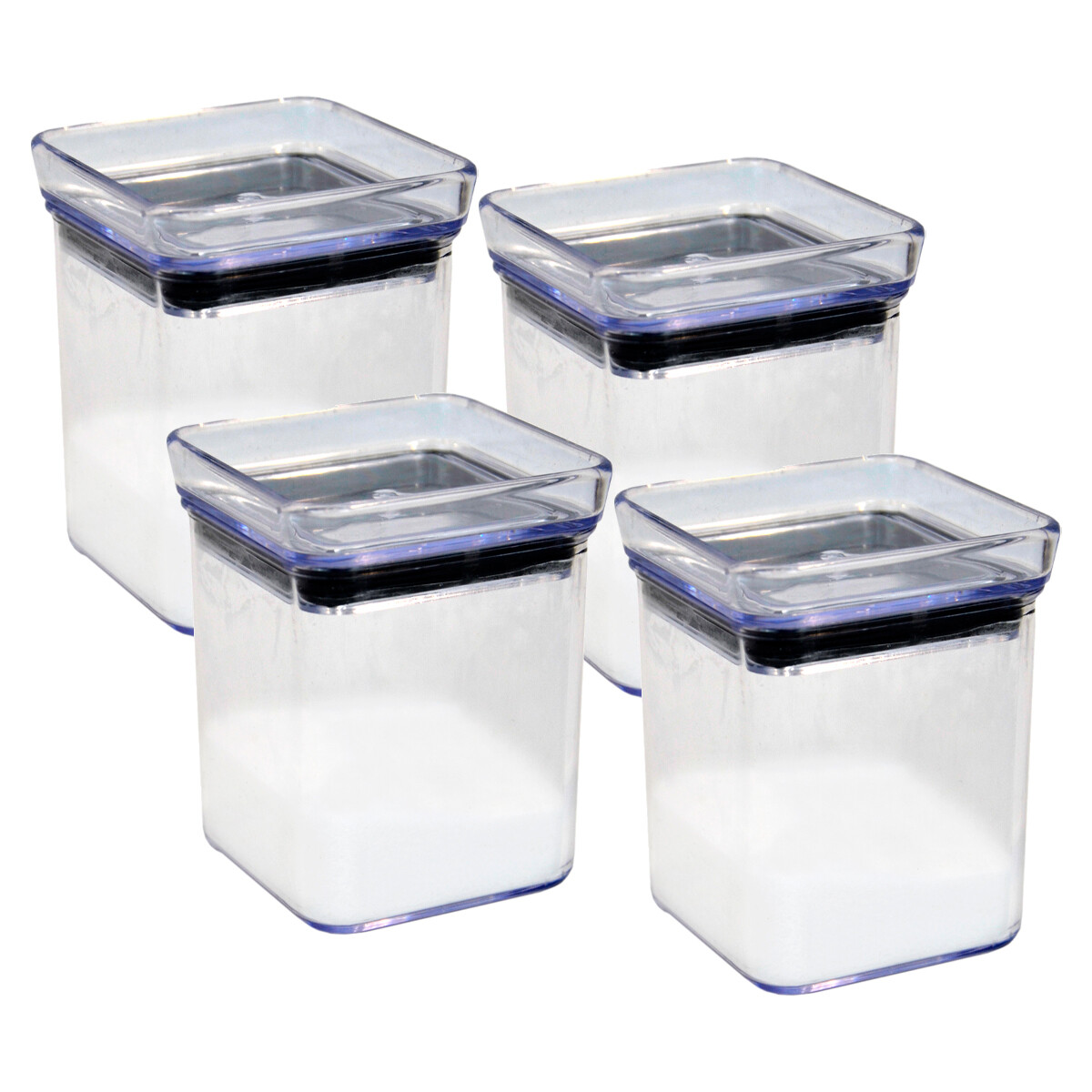 Set x4 Mini pote hermético Lumini cuadrado 180 cc - TRANSPARENTE 