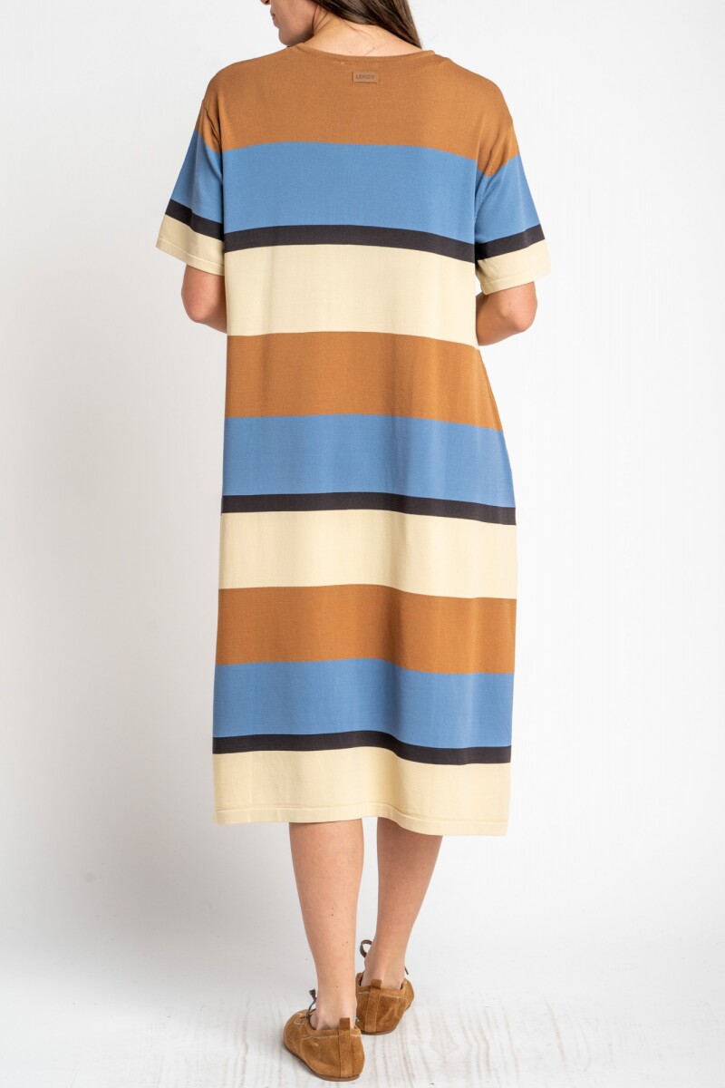 Vestido Tejido A Rayas Ceruleo