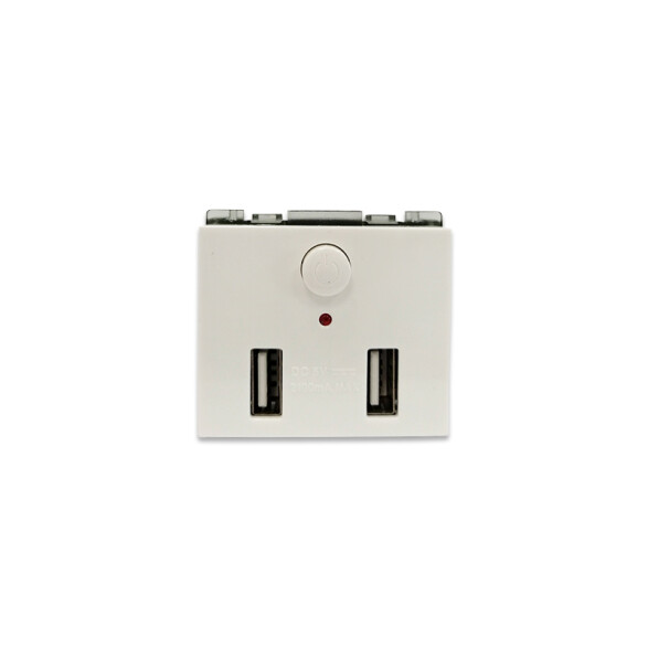 Mód. cargador p/2 USB-A 2.1A blanco - Atenea Plus M48280