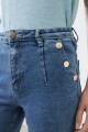 Jean culotte Paulina con botones metálicos jean medio