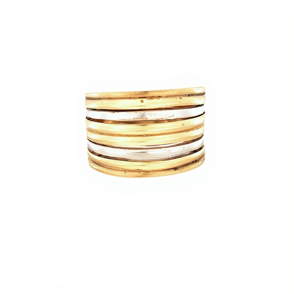 Anillo banda- Plata y Oro-Sin piedra-AN5941 sinpiedra