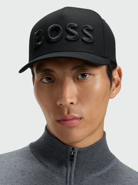 BOSS - Gorra de Sarga con Logo Negro Estampado