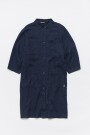 CHAQUETA MIDI LINO Azul