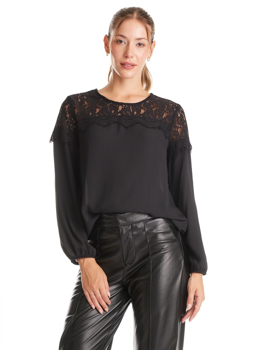 Blusa Gasa & Encaje - Negro 