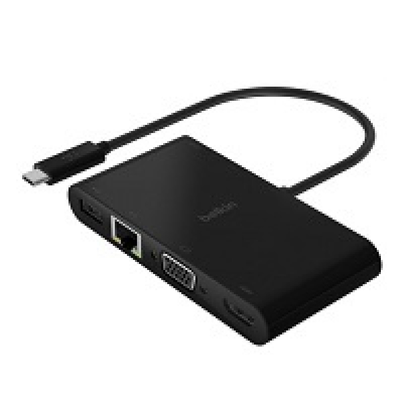 Belkin - Adaptador de carga y multimedia - USB-C - VGA, HDMI - 1GbE Belkin - Adaptador de carga y multimedia - USB-C - VGA, HDMI - 1GbE