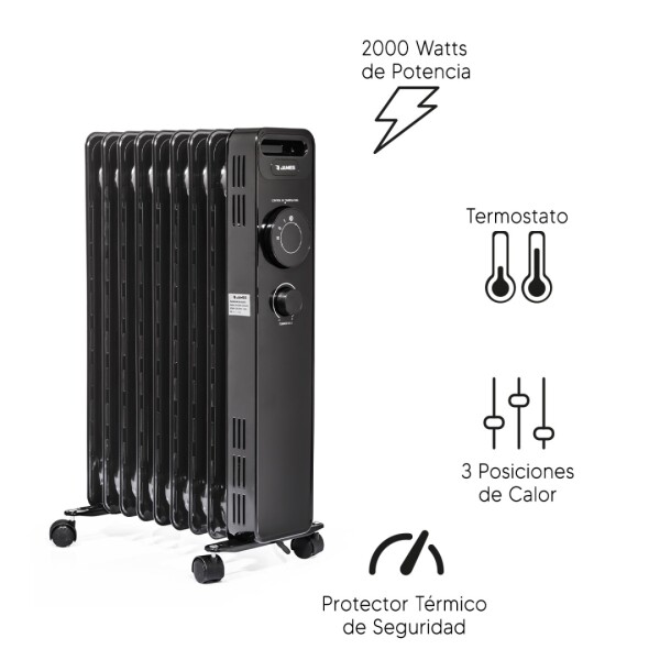 Radiador Aceite James Ra 2000w NEGRO