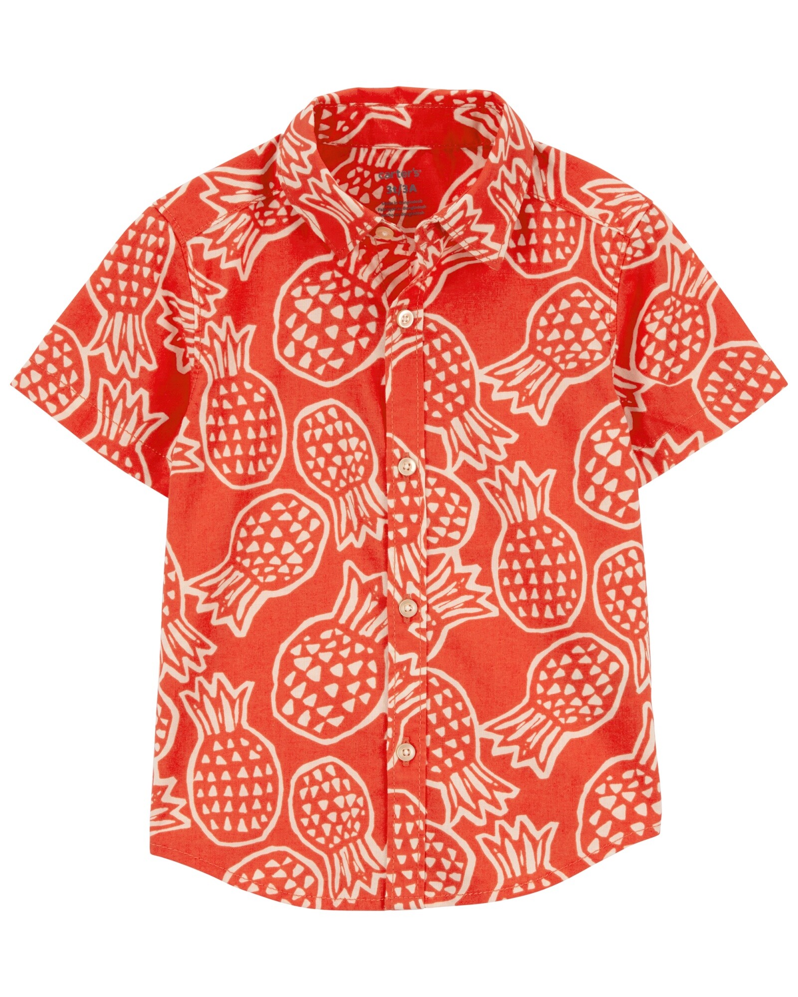 Camisa de algodón, manga corta diseño piñas Sin color