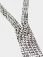 Collar De Corbata Con Cristales plateado