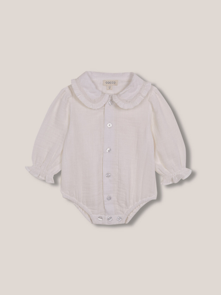 Camisa Body Con Volante Blanco Roto