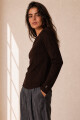 SWEATER U BOUTONE MARRON