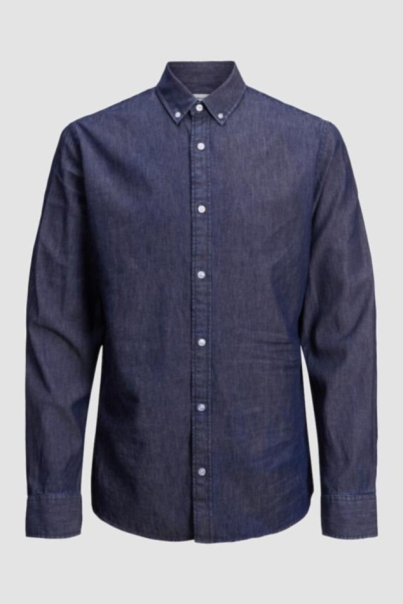 Camisa Plain Clásica Con Acabado Denim Dark Blue Denim