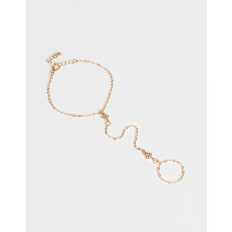 Pulsera Flexible Con Anillo Unido Dorado