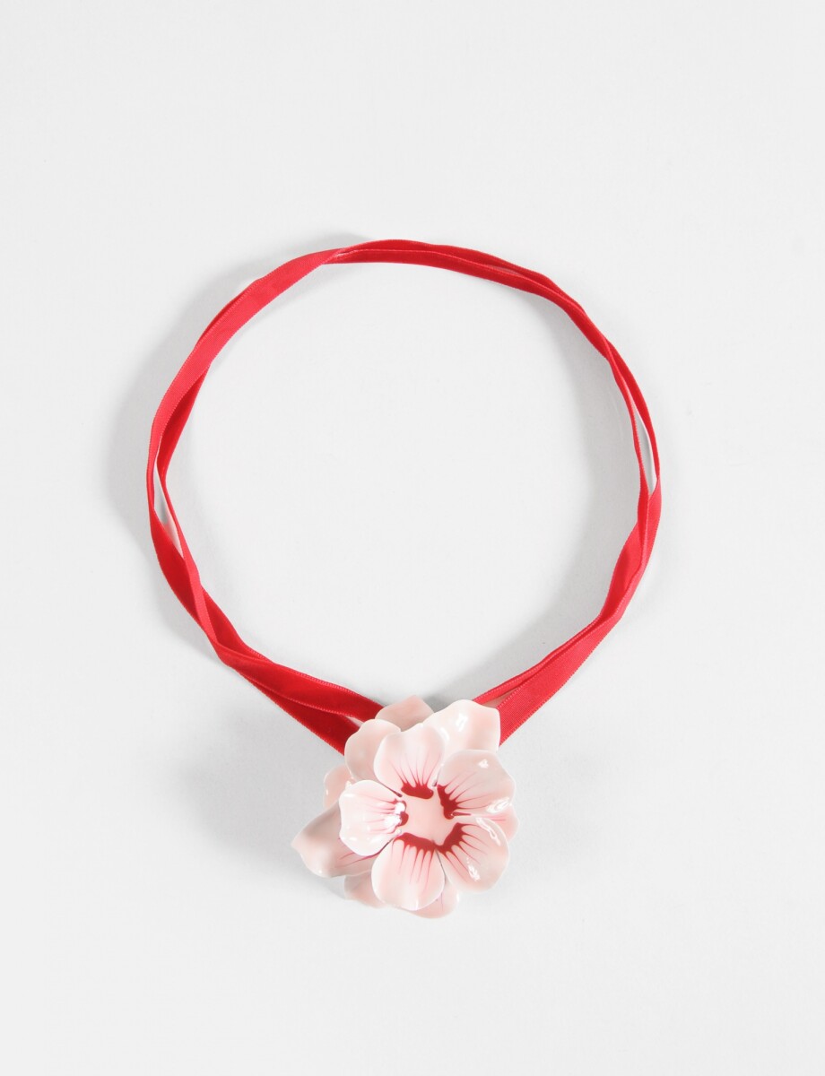 Collar chocker flor - rosa 