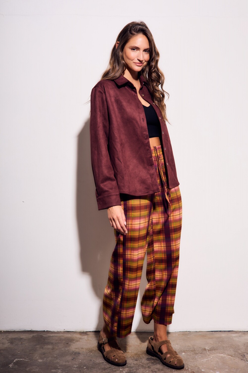 Camisa Gamuza Cuero Vegano - Bordeaux — Lemon