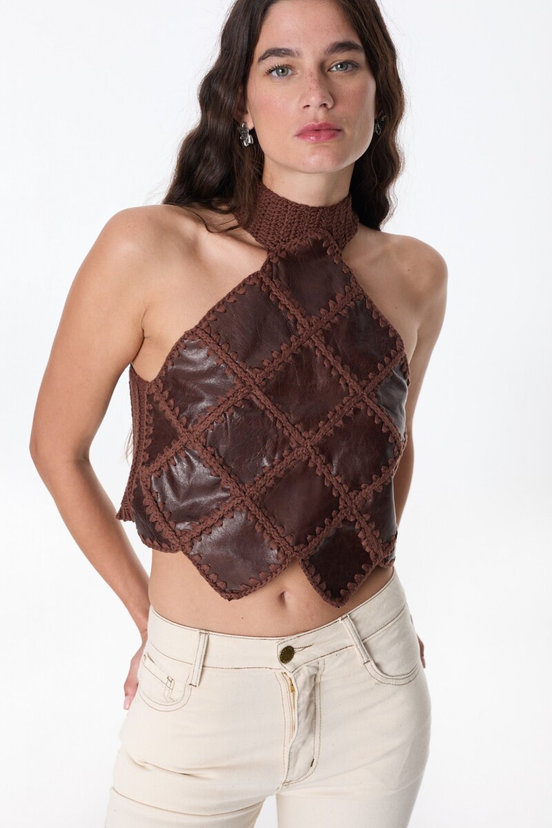 Top Leather Goth - Marron 