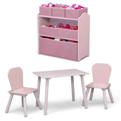Set juego de mesa y organizador 6 contenedores rosa Set juego de mesa y organizador 6 contenedores rosa