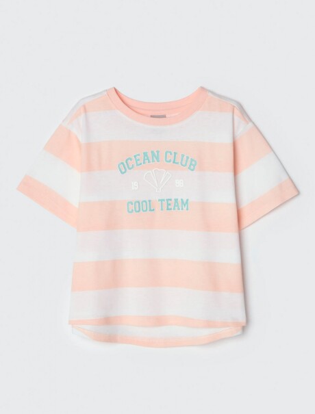 BLUSA INFANTIL A RAYAS CON ESTAMPA NARANJA