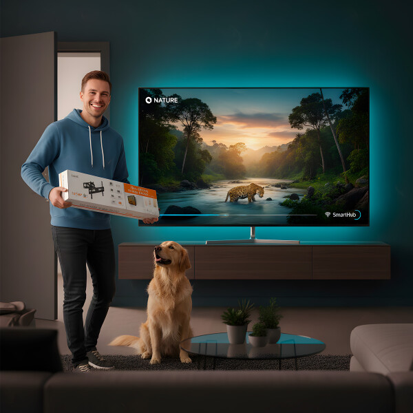 Soporte De Pared Doble Brazo Acero Tv De 37" - 80" Brateck Color Negro