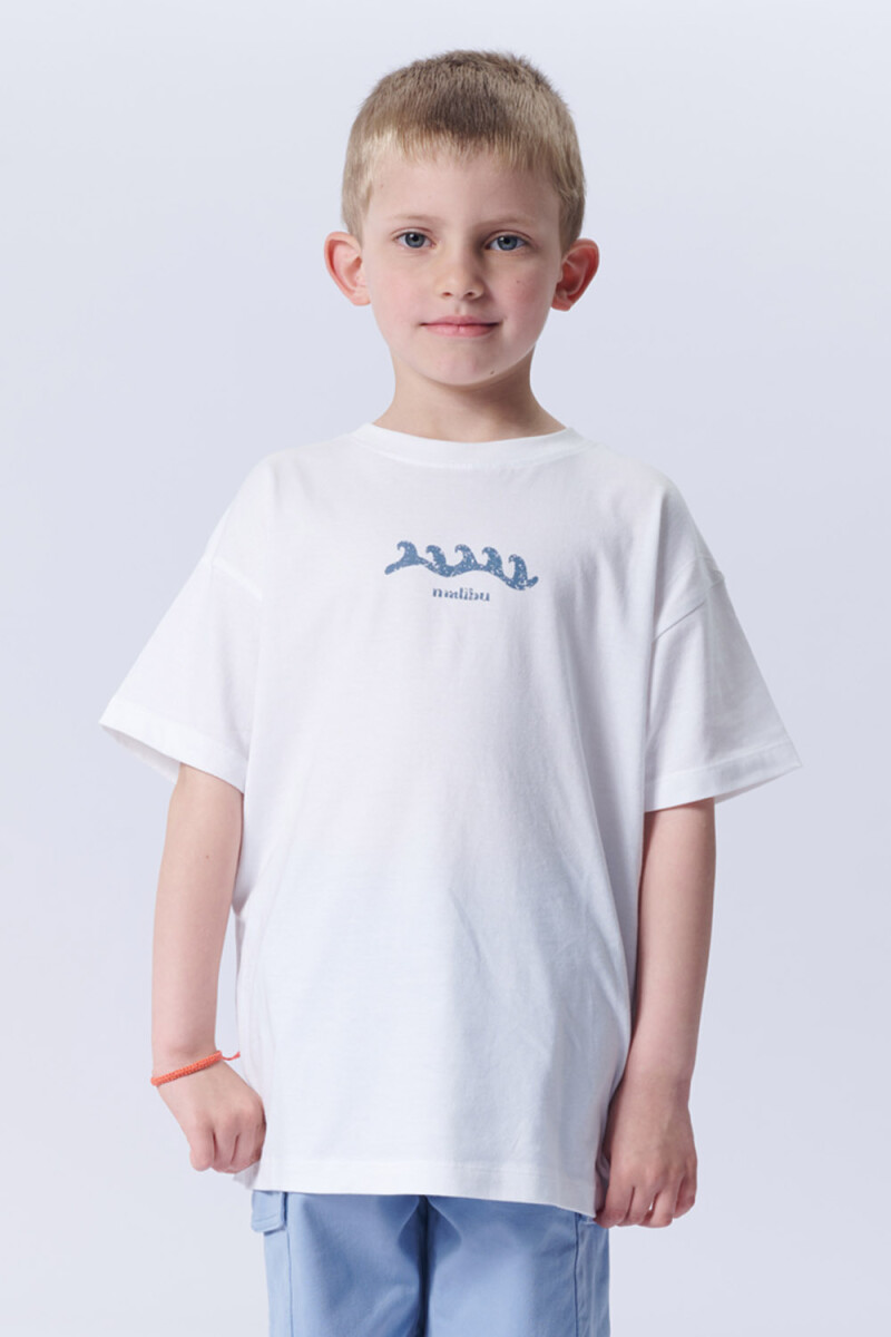 Remera Estampa Olas Blanca