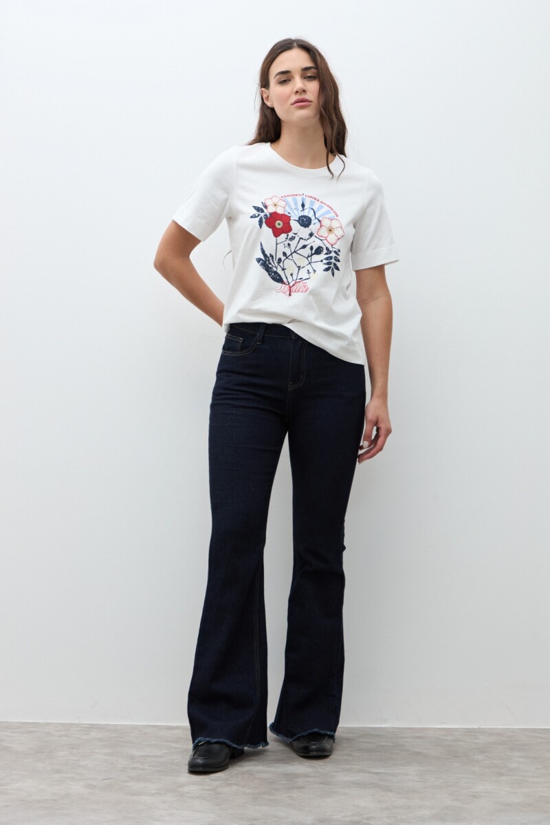 Remera estampa floral nativa blanco