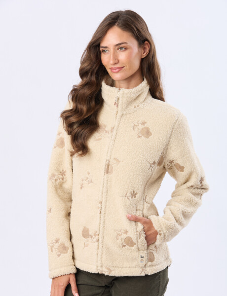 CAMPERA CORDERITO BORDADA Beige