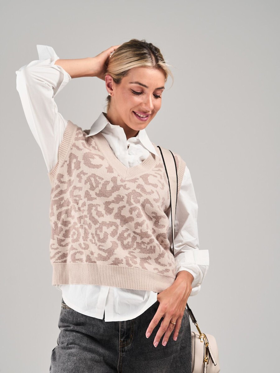 Chaleco Animal Print Slowly - Beige Off 