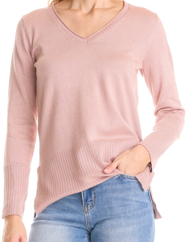 Buzo Esc V Lurex ROSA