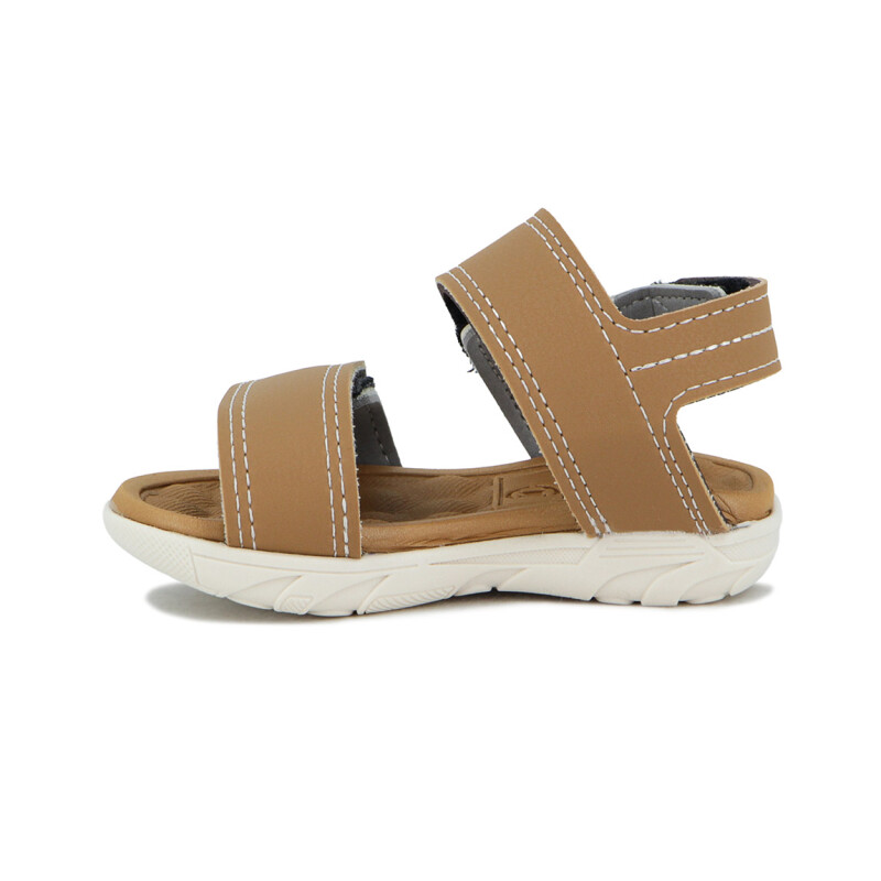 Molekinho Sandalia Casual C/velcro Caramelo-blanco