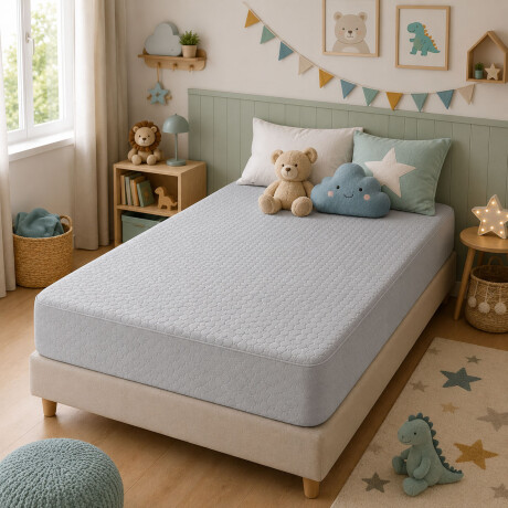 Protector Cubre Colchón Pillow Impermeable 120x200cm Gris
