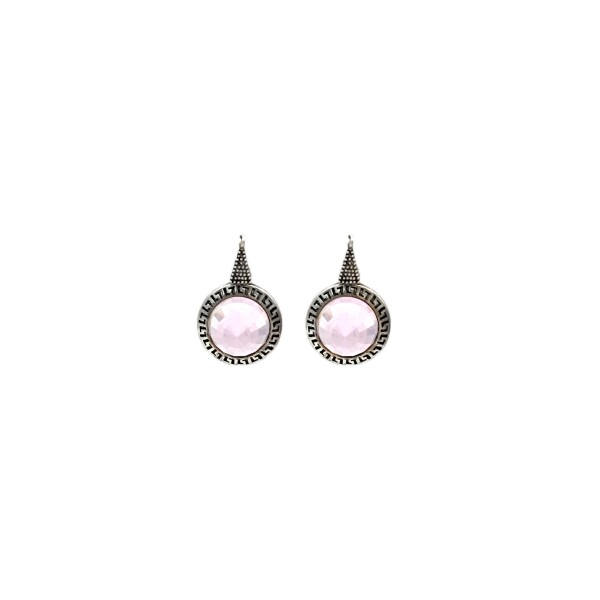 Caravanas colgantes circulos rosa - Plata 925 -Zirconia rosa -CA3924 conpiedra