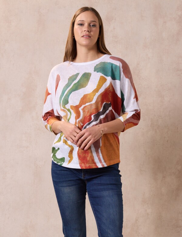 Buzo Print MULTI/ANARANJADO