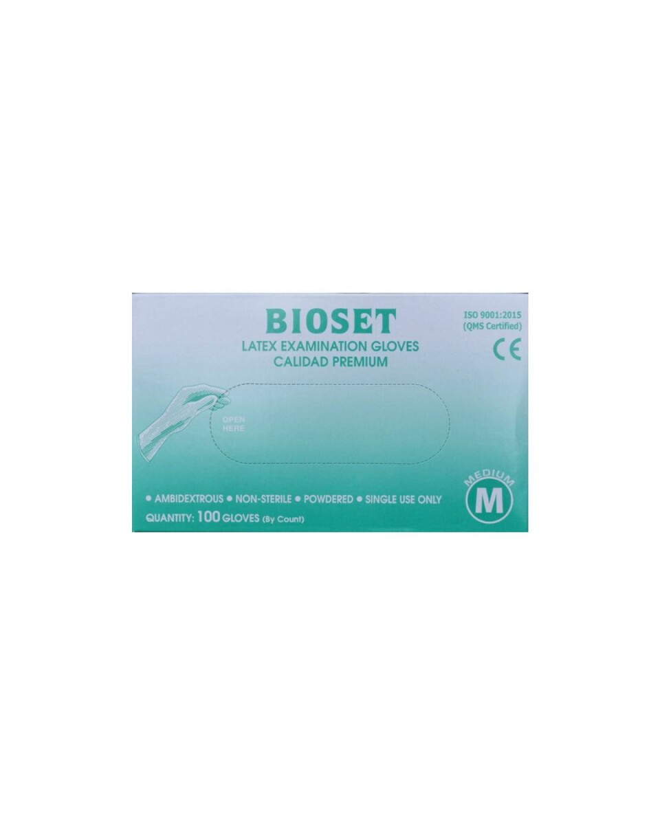Guantes de latex M Bioset - Caja x 100 unidades 
