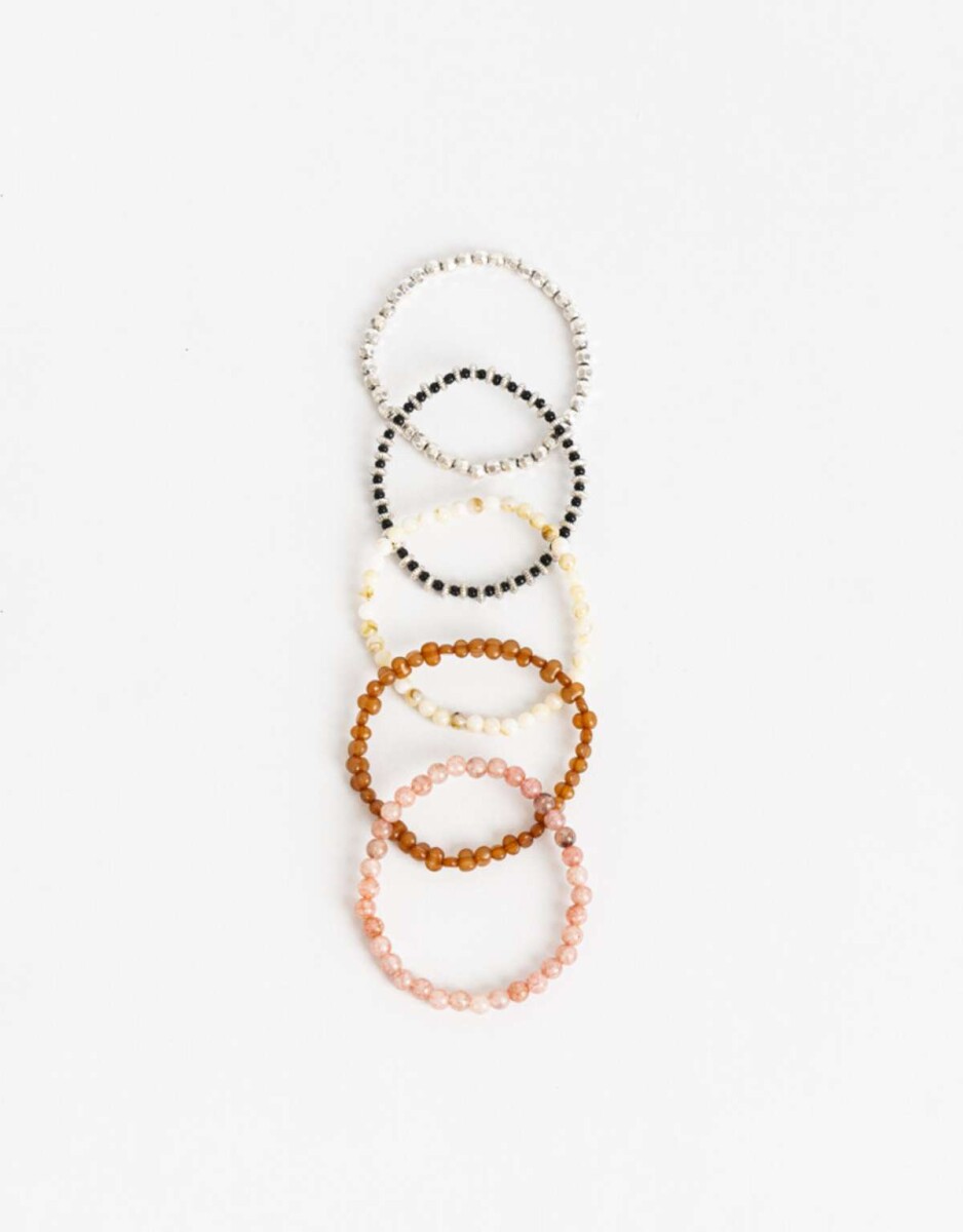 Set De Pulseras Elásticas Boho - Combinacion Multicolor 